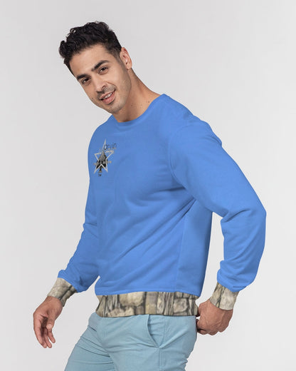 Kingly Blue  Men's All-Over Print Classic French Terry Crewneck Pullover