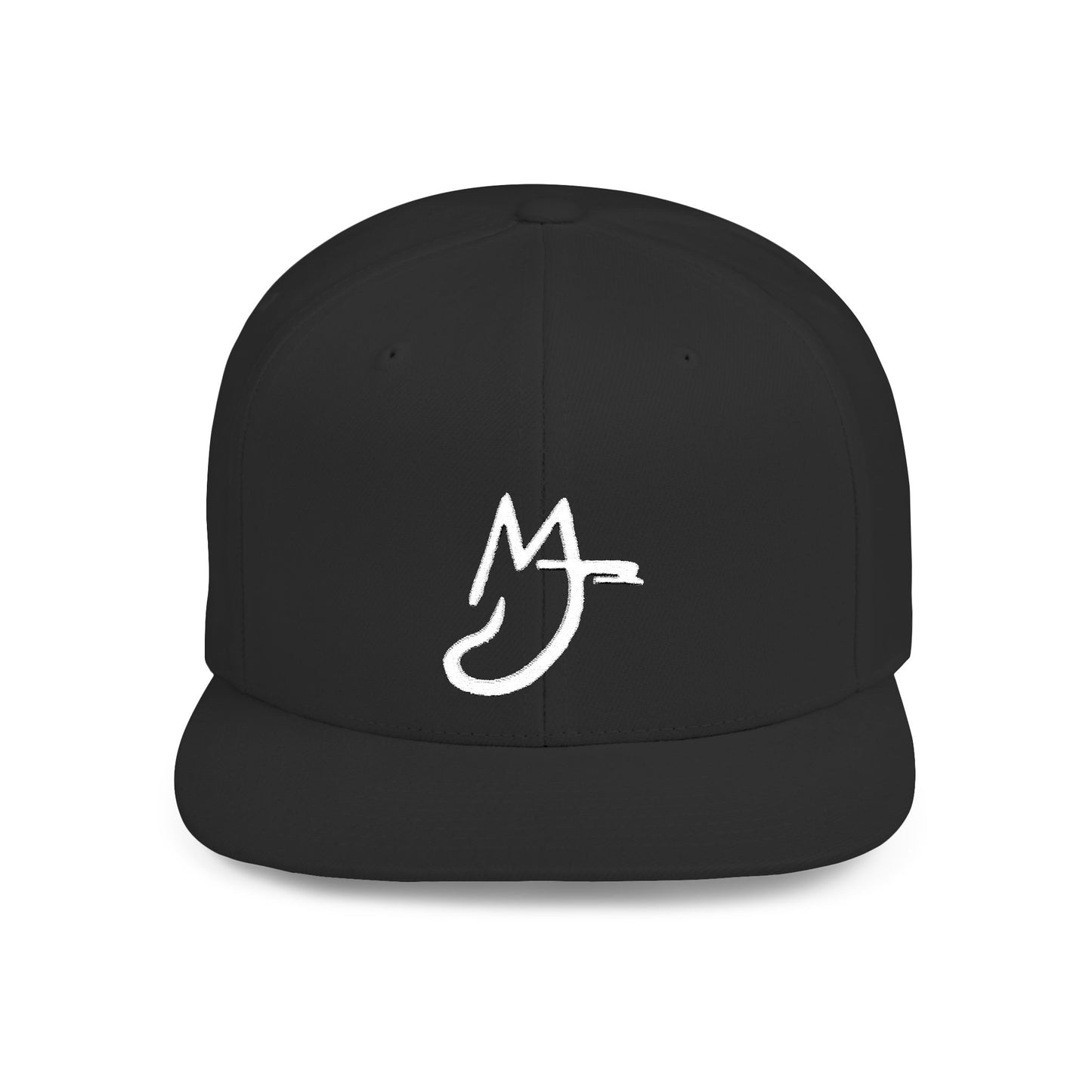 MJ white Stylish Flat Bill Snapback Hat for Everyday Wear, Embroidered Cap, Streetwear Accessory, Gift for Him/Her, Trendy Headwear