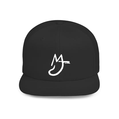MJ white Stylish Flat Bill Snapback Hat for Everyday Wear, Embroidered Cap, Streetwear Accessory, Gift for Him/Her, Trendy Headwear