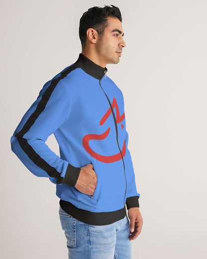 Red MJ Men's All-Over Print Stripe Sleeve Track Jacket