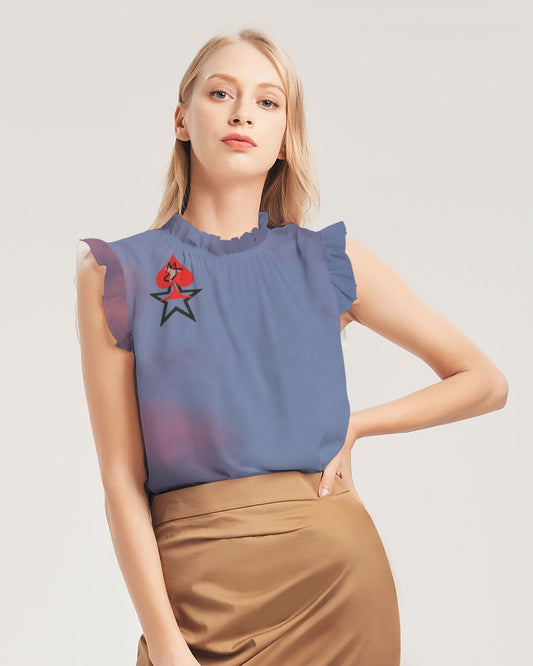 Sky bright Women's All-Over Print Ruffle Sleeve Top