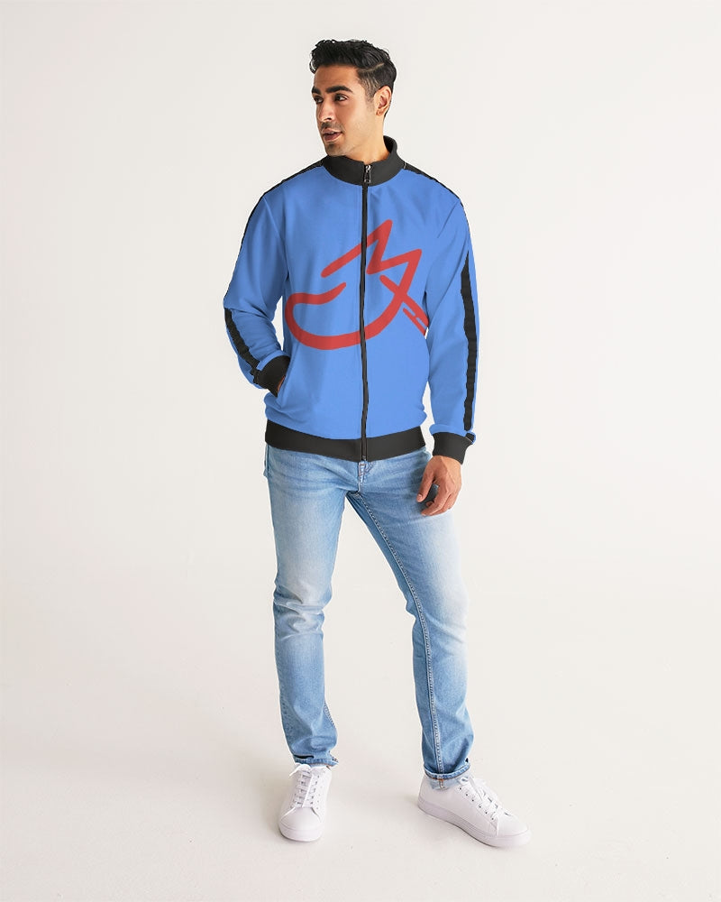Red MJ Men's All-Over Print Stripe Sleeve Track Jacket