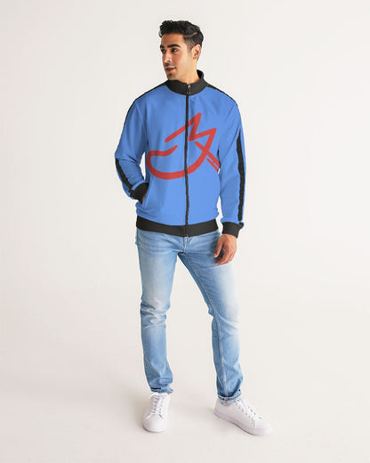 Red MJ Men's All-Over Print Stripe Sleeve Track Jacket