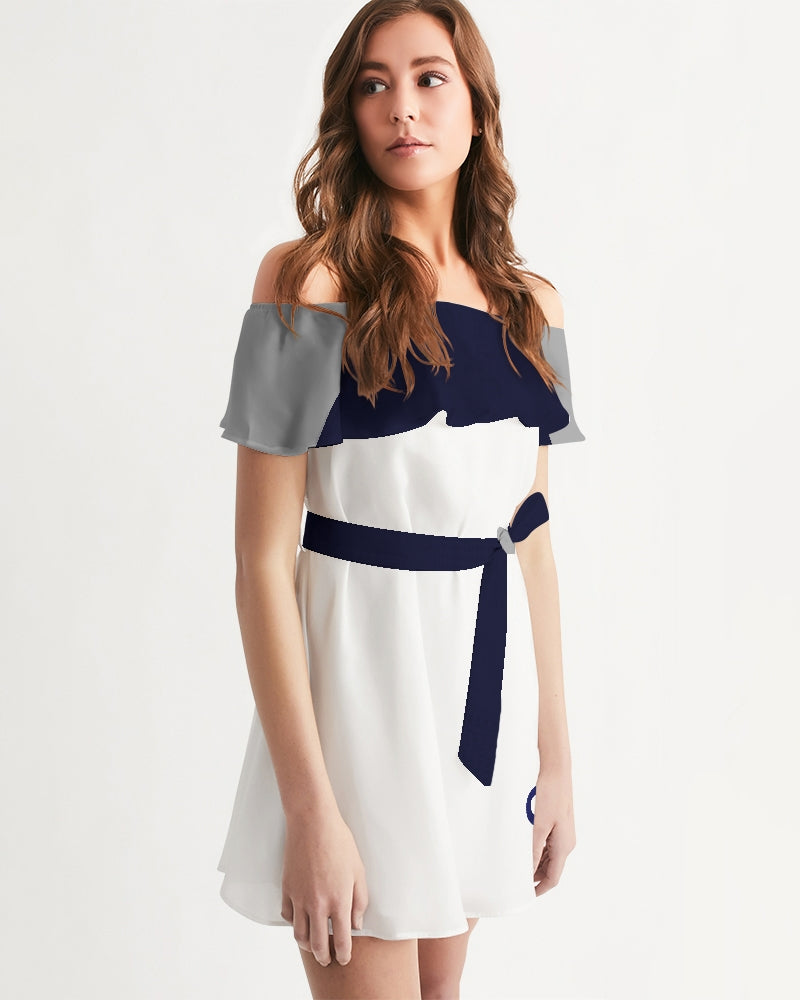MJ mix by Trinity D. Marvin and Marvin Jeans  Women's All-Over Print Off-Shoulder Dress
