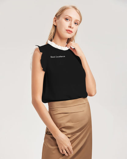 Black Excellence Women's All-Over Print Ruffle Sleeve Top