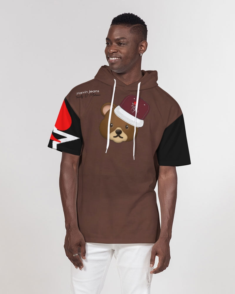 Bear cap Men's All-Over Print Premium Heavyweight Short Sleeve Hoodie
