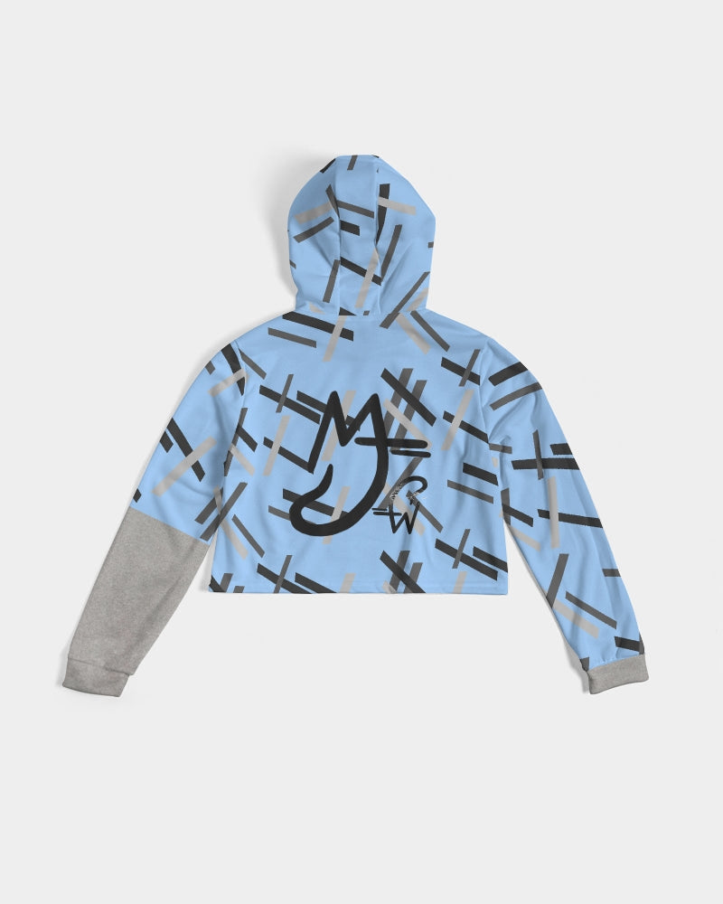 Built on business  Women's All-Over Print Cropped Hoodie