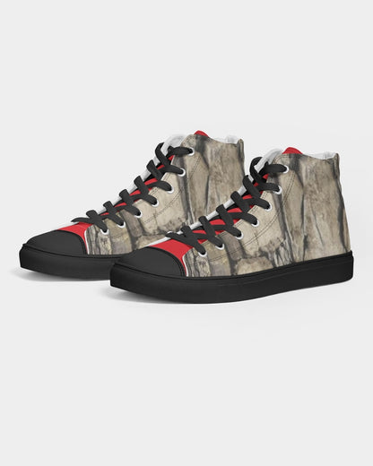Stone red Men's High top Canvas Shoe - Black