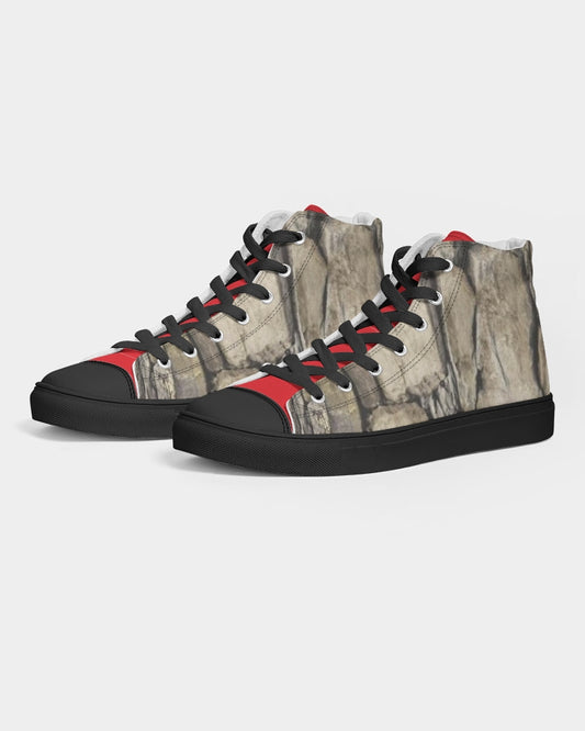 Stone red Men's High top Canvas Shoe - Black