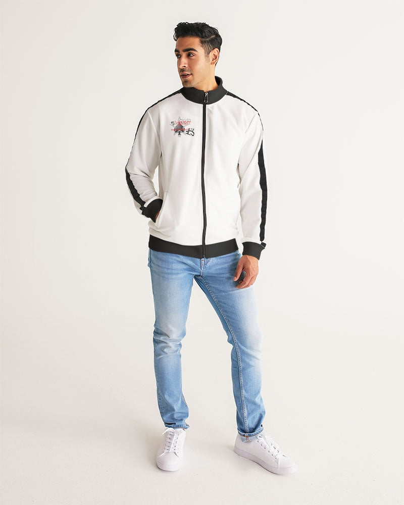 Deluxe Logo's Men's All-Over Print Stripe Sleeve Track Jacket