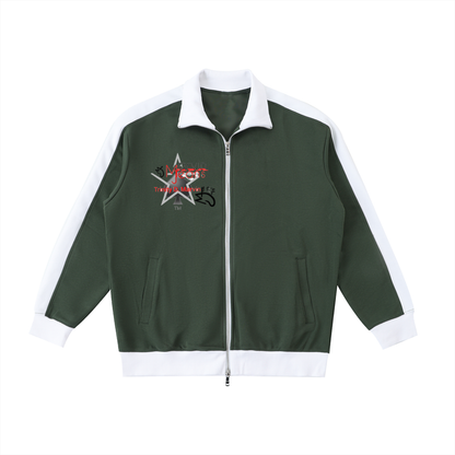 Contrast Trim Stand Collar Jacket