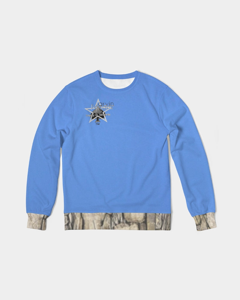 Kingly Blue  Men's All-Over Print Classic French Terry Crewneck Pullover