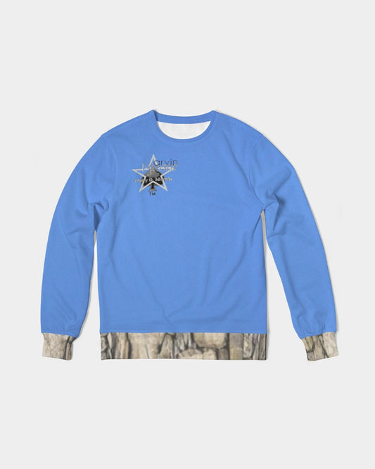Kingly Blue  Men's All-Over Print Classic French Terry Crewneck Pullover