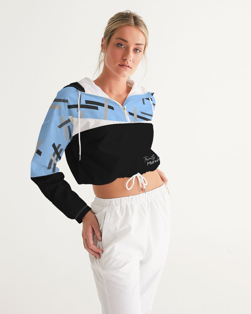 Built on business  Women's All-Over Print Cropped Windbreaker
