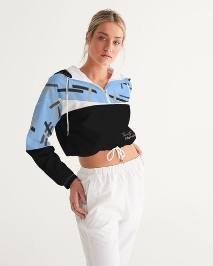 Built on business  Women's All-Over Print Cropped Windbreaker