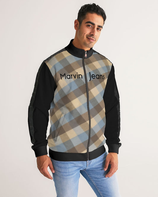 @plaids MJ black  Men's All-Over Print Stripe Sleeve Track Jacket