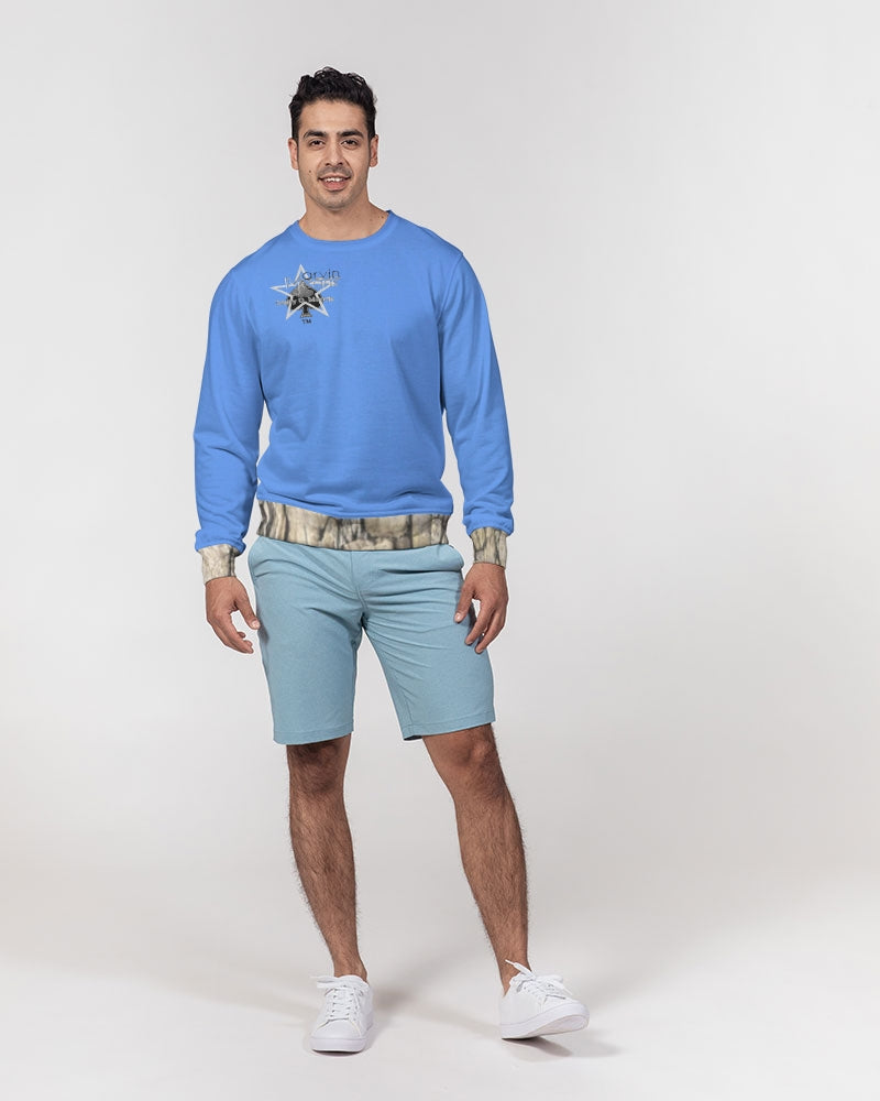 Kingly Blue  Men's All-Over Print Classic French Terry Crewneck Pullover