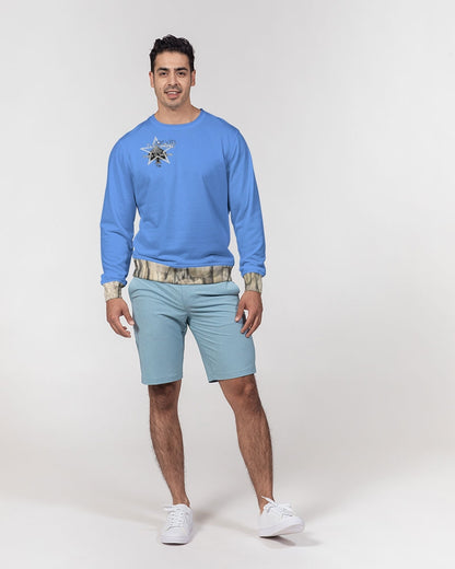 Kingly Blue  Men's All-Over Print Classic French Terry Crewneck Pullover