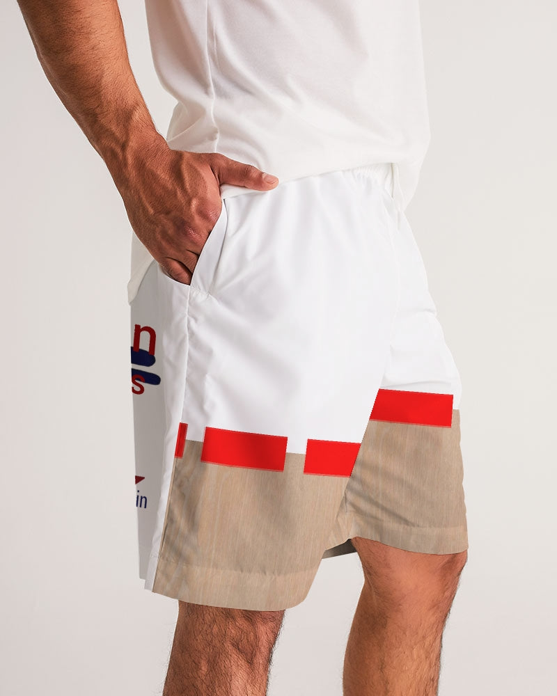 Woodgrain red Men's All-Over Print Jogger Shorts