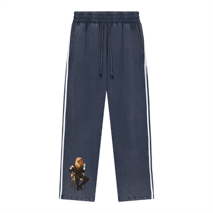 Snow Washed Contrast Tape Sweatpants