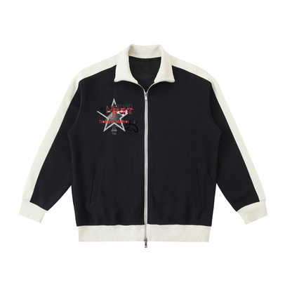 Contrast Trim Stand Collar Jacket