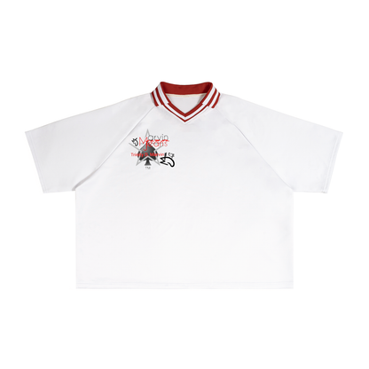 Contrast Lapel Collar Boxy T-Shirt