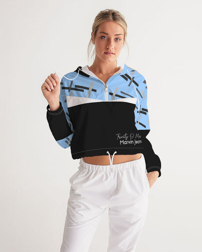 Built on business  Women's All-Over Print Cropped Windbreaker