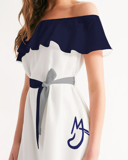 MJ mix by Trinity D. Marvin and Marvin Jeans  Women's All-Over Print Off-Shoulder Dress