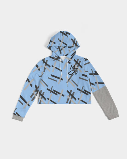 Built on business  Women's All-Over Print Cropped Hoodie