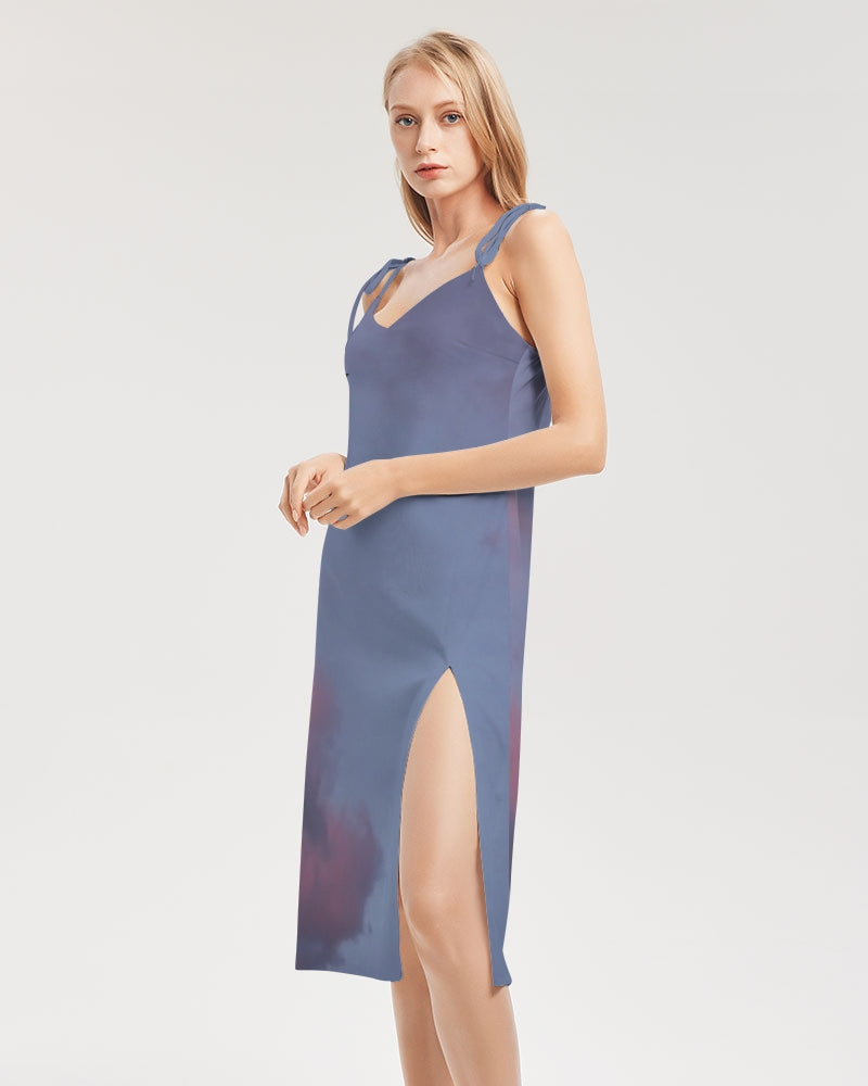 Sky bright Women's All-Over Print Tie Strap Split Dress