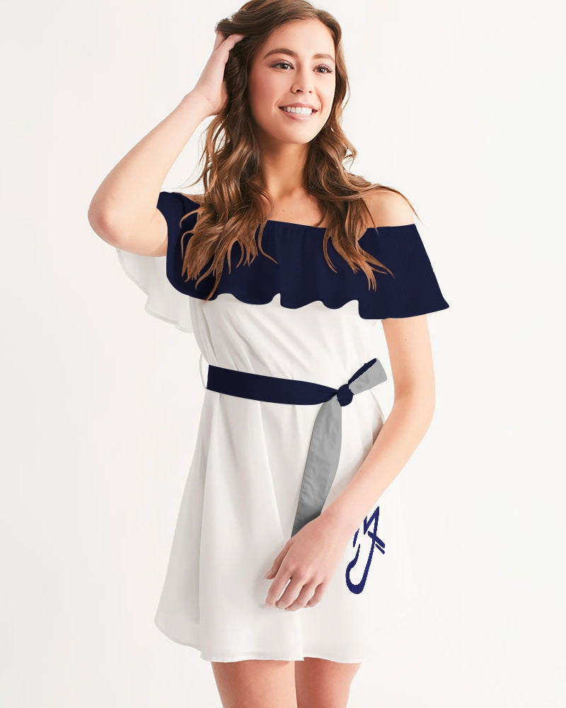 MJ mix by Trinity D. Marvin and Marvin Jeans  Women's All-Over Print Off-Shoulder Dress