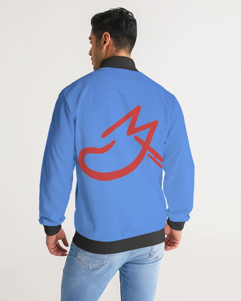 Red MJ Men's All-Over Print Stripe Sleeve Track Jacket