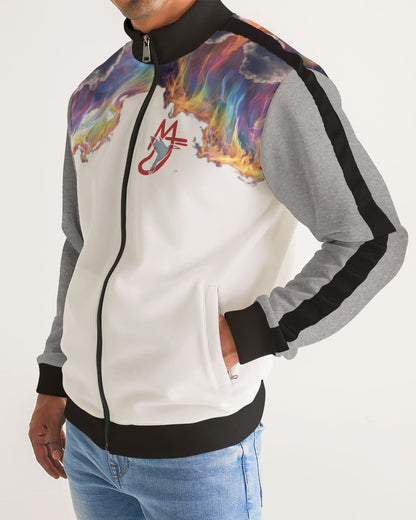 Flashing fire  Men's All-Over Print Stripe Sleeve Track Jacket