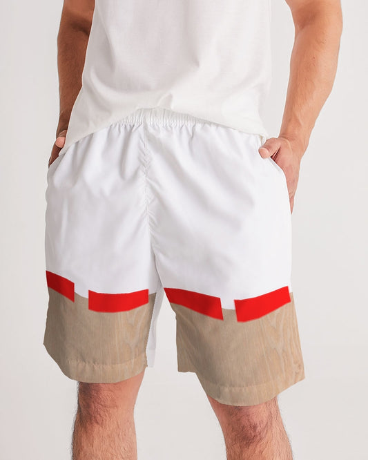 Woodgrain red Men's All-Over Print Jogger Shorts