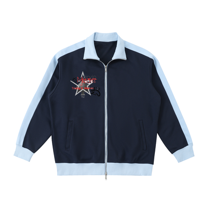 Contrast Trim Stand Collar Jacket