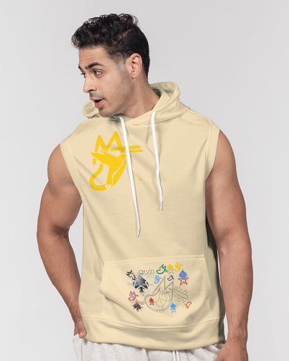 Retro mix (Wheat) Men's All-Over Print Heavyweight Sleeveless Hoodie