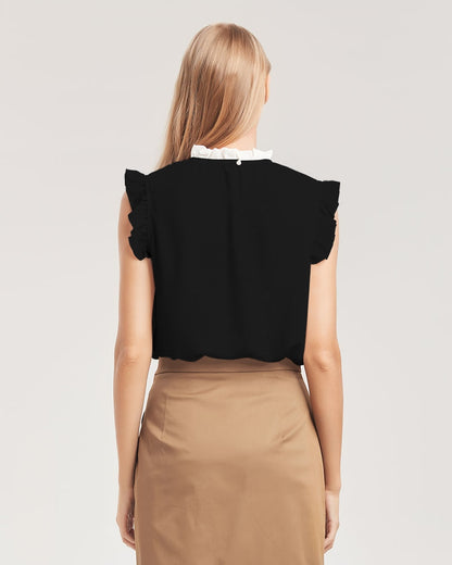 Black Excellence Women's All-Over Print Ruffle Sleeve Top