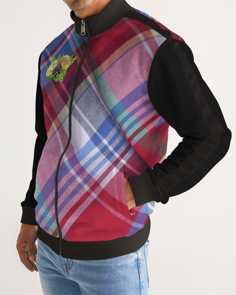 Plaids and Trinity D Marvin Men's All-Over Print Stripe Sleeve Track Jacket