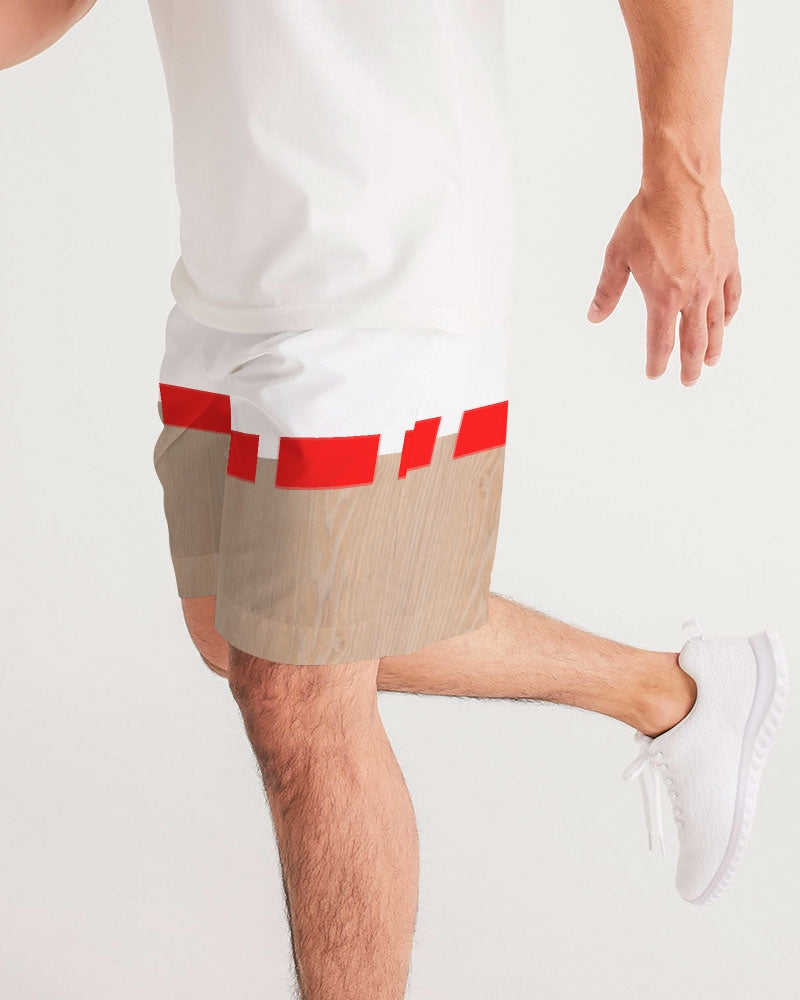 Woodgrain red Men's All-Over Print Jogger Shorts