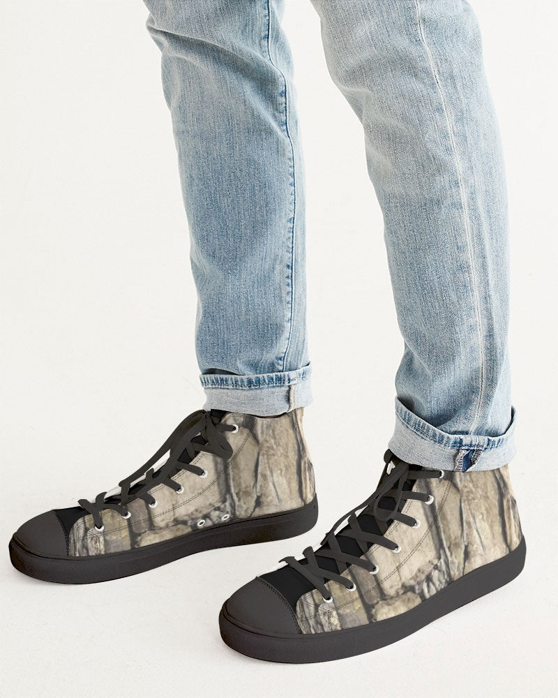 Stone black Men's Hightop Canvas Shoe - Black