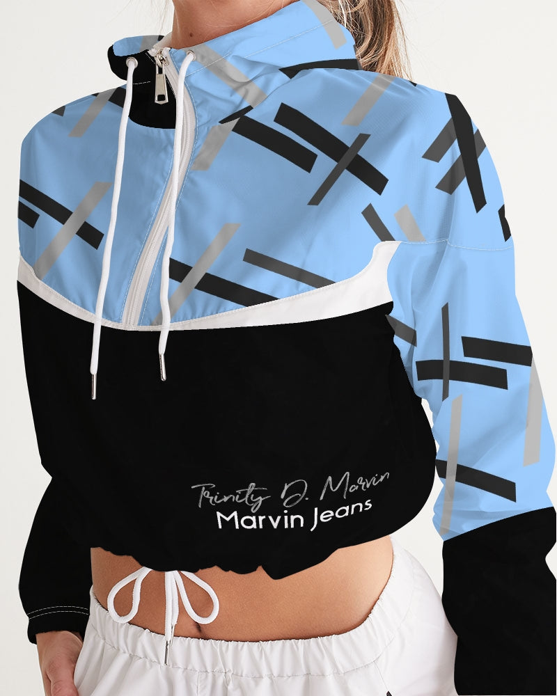 Built on business  Women's All-Over Print Cropped Windbreaker
