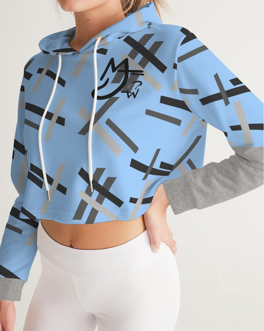 Built on business  Women's All-Over Print Cropped Hoodie