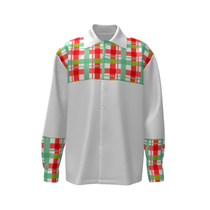 Color Grid All-Over Print Men's Classic Long Sleeve Shirt