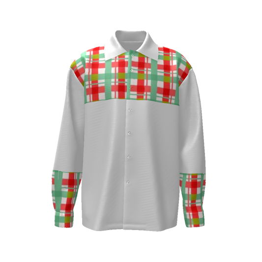Color Grid All-Over Print Men's Classic Long Sleeve Shirt
