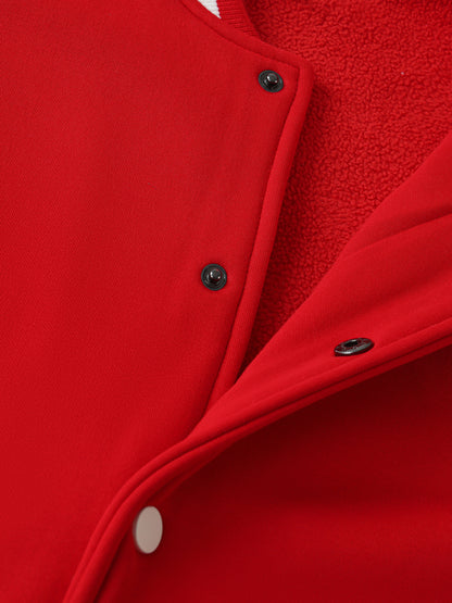 Two-Tone Fleeced Varsity Jacket