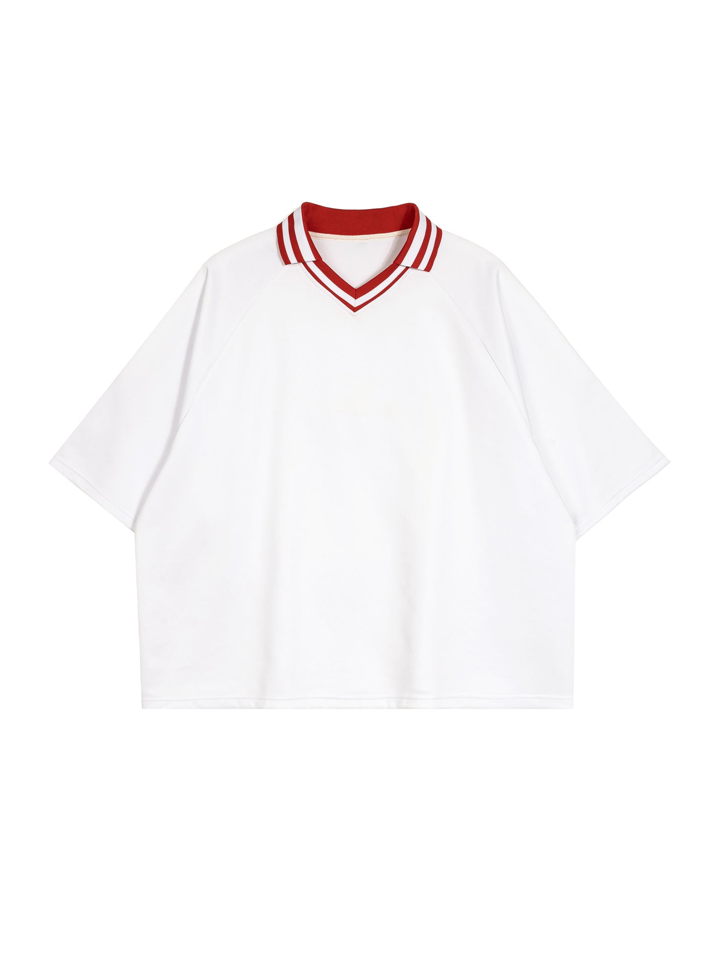 Contrast Lapel Collar Boxy T-Shirt