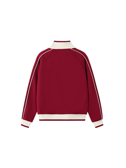 Color Block Raglan Sleeve Zip Track Jacket