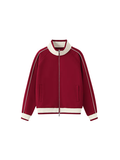 Color Block Raglan Sleeve Zip Track Jacket