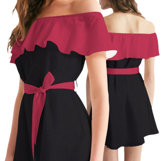 "What the hype"  Women's All-Over Print Off-Shoulder Dress
