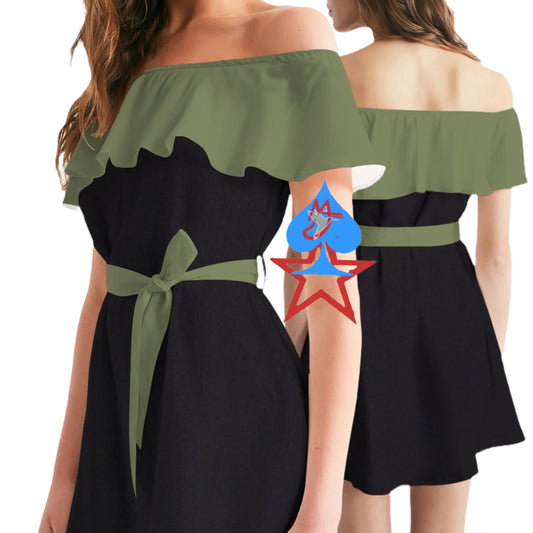 It's the BRAND for me Women's All-Over Print Off-Shoulder Dress